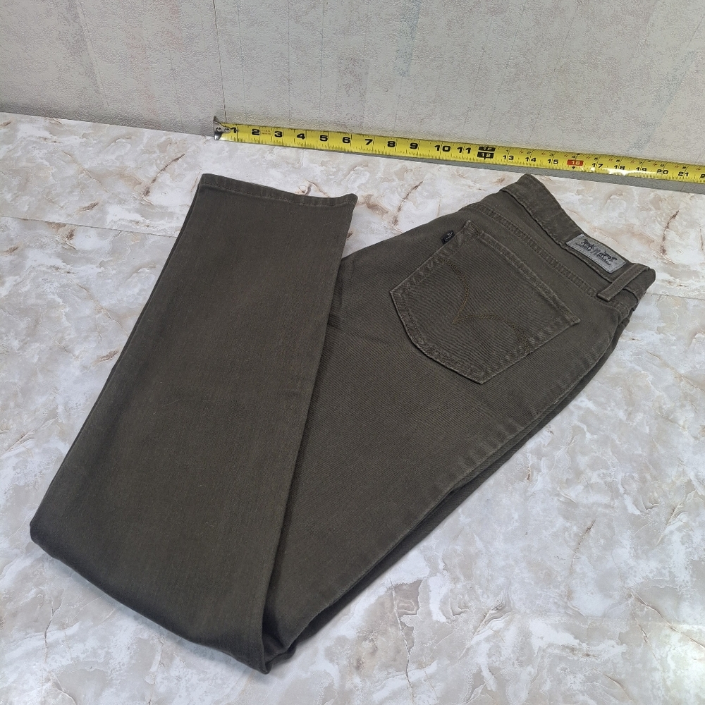 Levis Women's Mid Rise Skinny 29W32L Olive Army Green Jeans